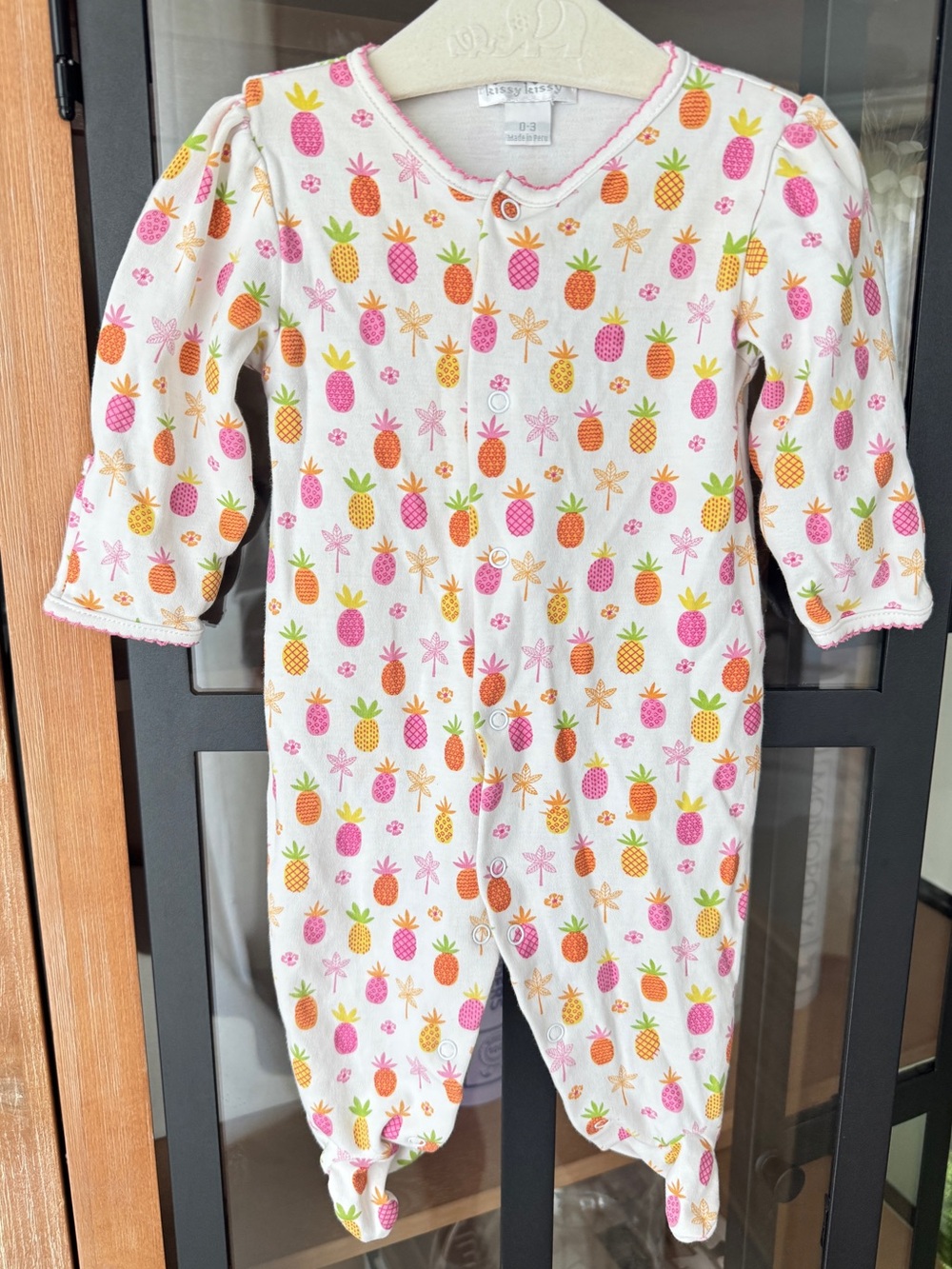 Kissy Kissy footies pima pineapples tropical colorful snaps baby girl mittens